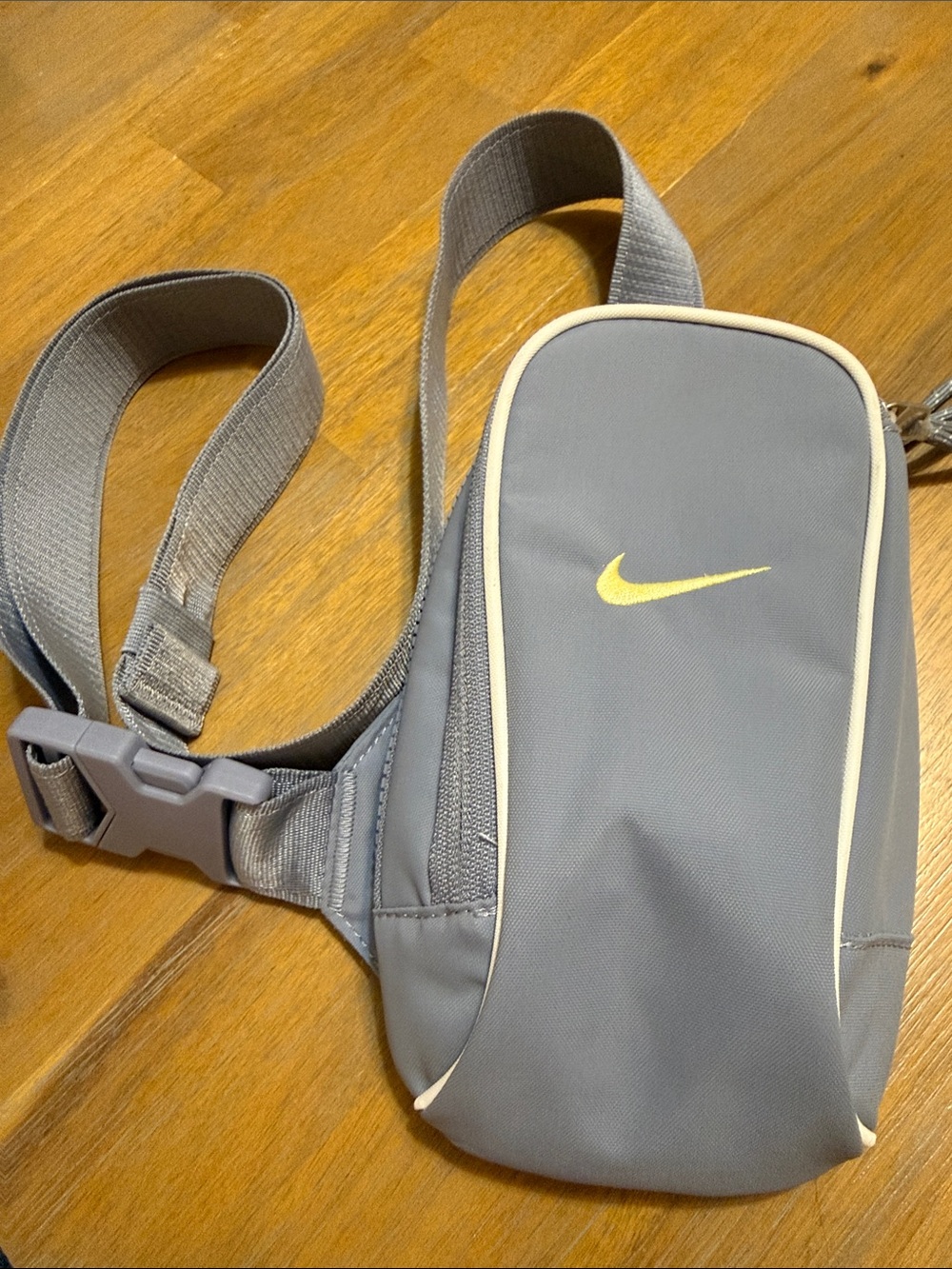 Nike Gray Sling Belt Bag with Yellow Swoosh